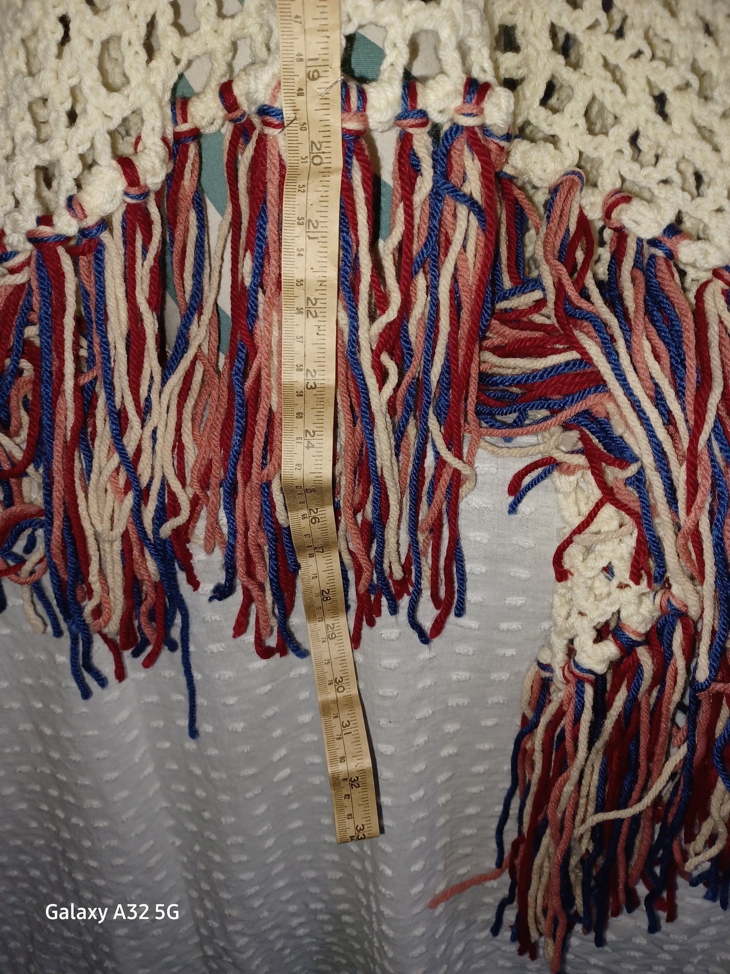 Cream Color Poncho with Fringe