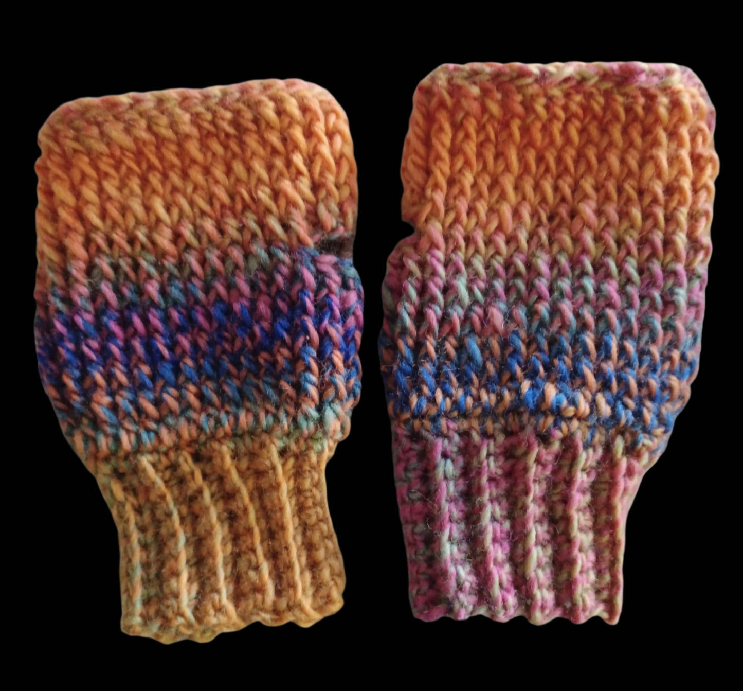 Handmade Fingerless Gloves Warm Colors