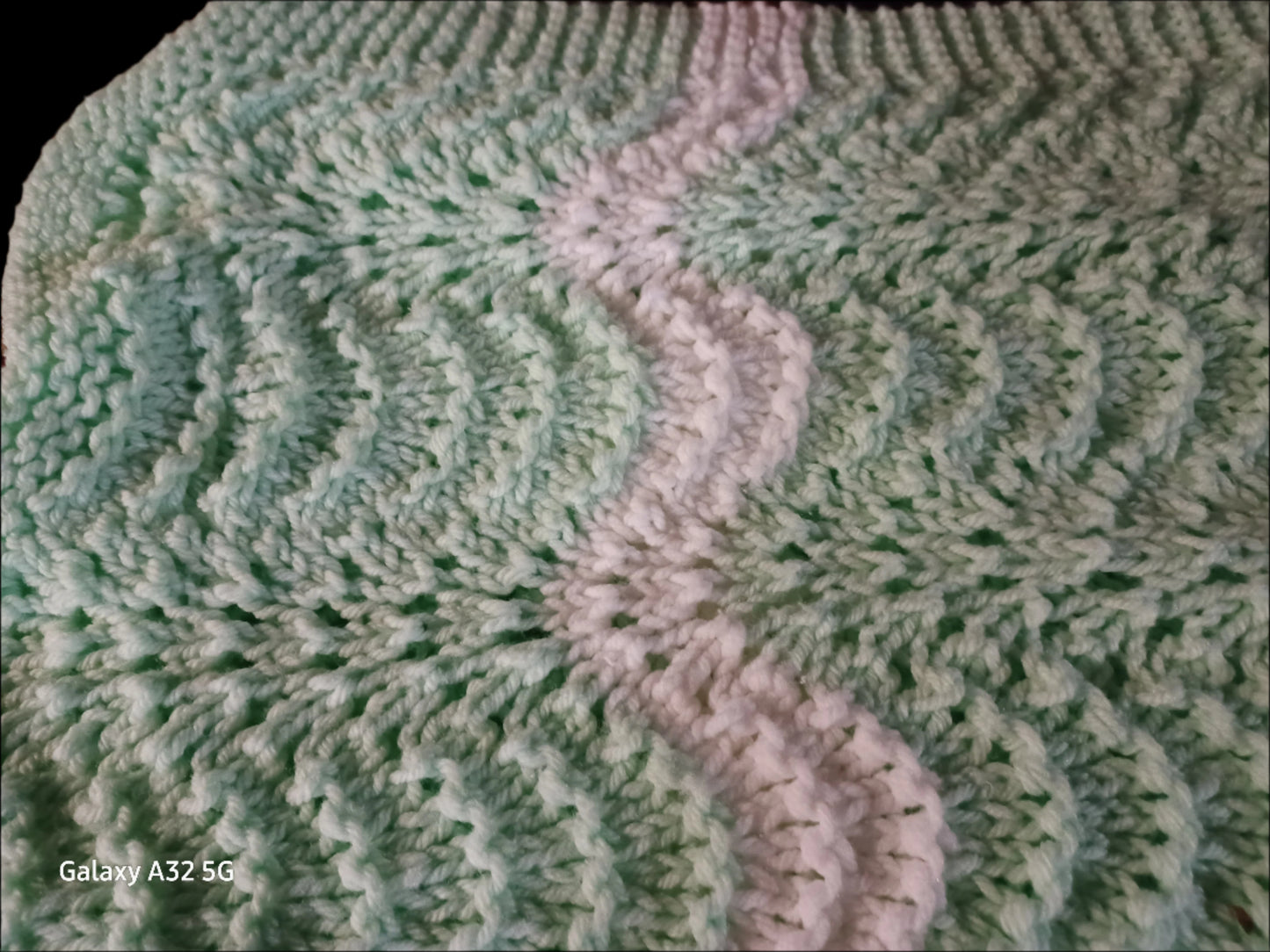 Handmade Baby Blanket Mint Green & White