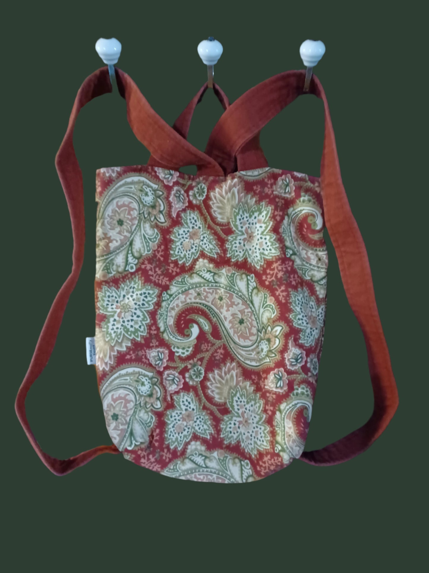 Brown Paisley Print Quilted backpack