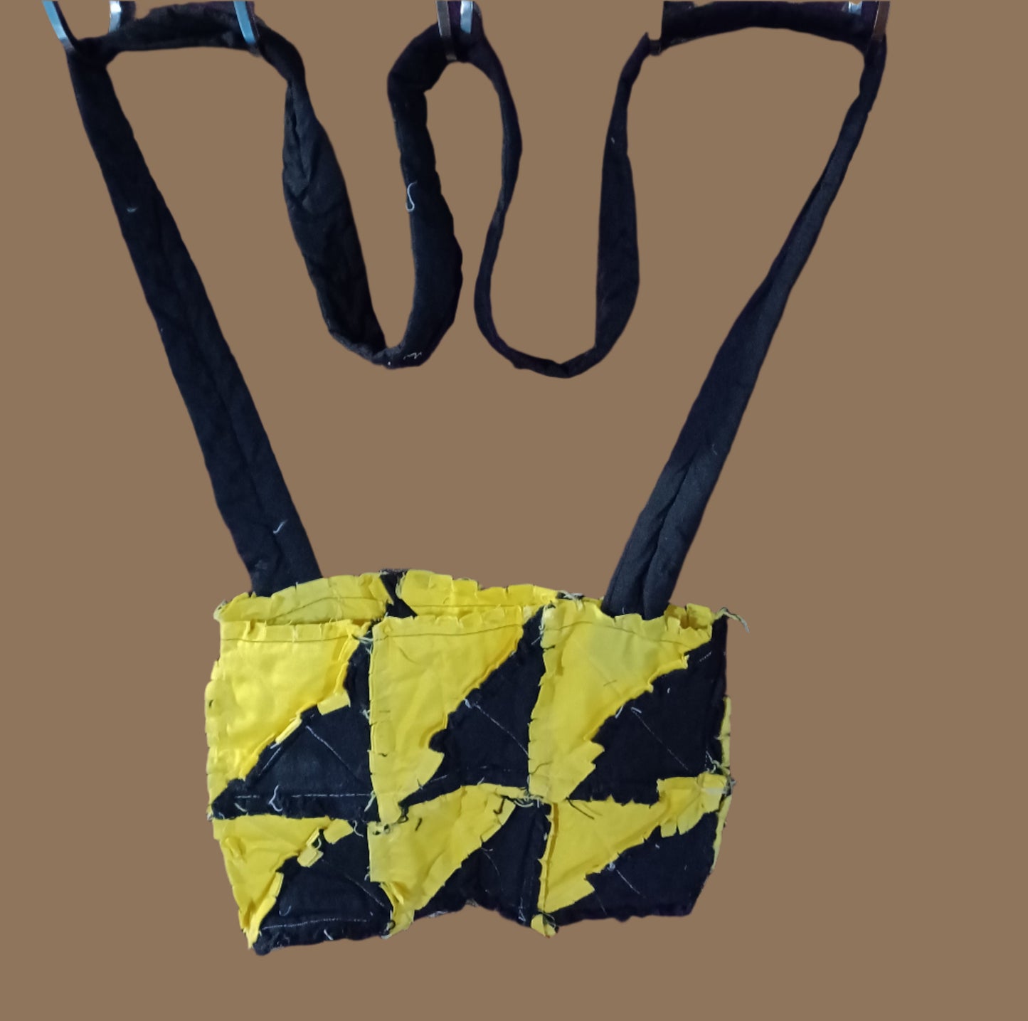 Yellow & Black Triangle Rag Bag Tote Crossbody