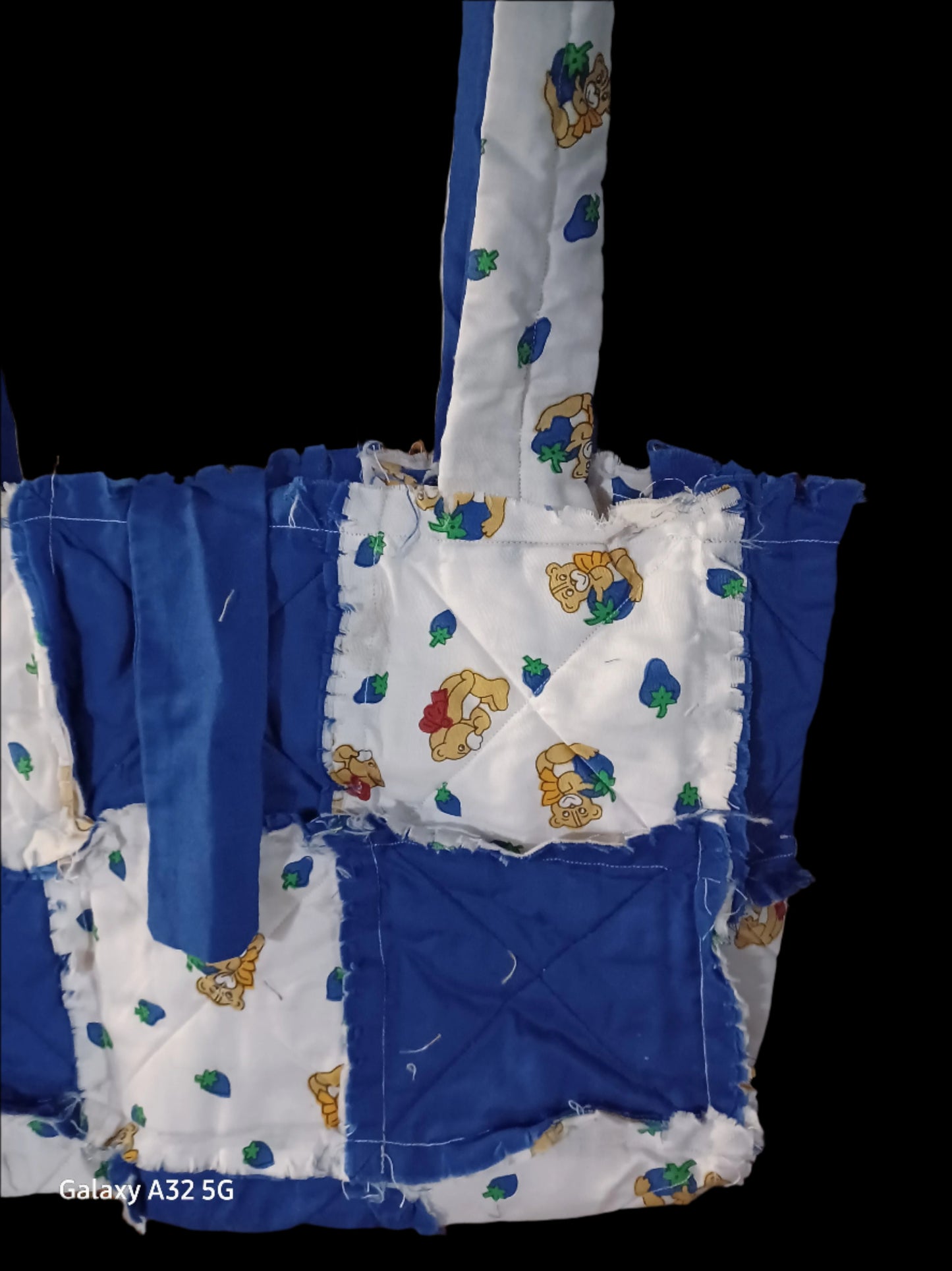 Teddy Bear Blue Rag Bag Tote