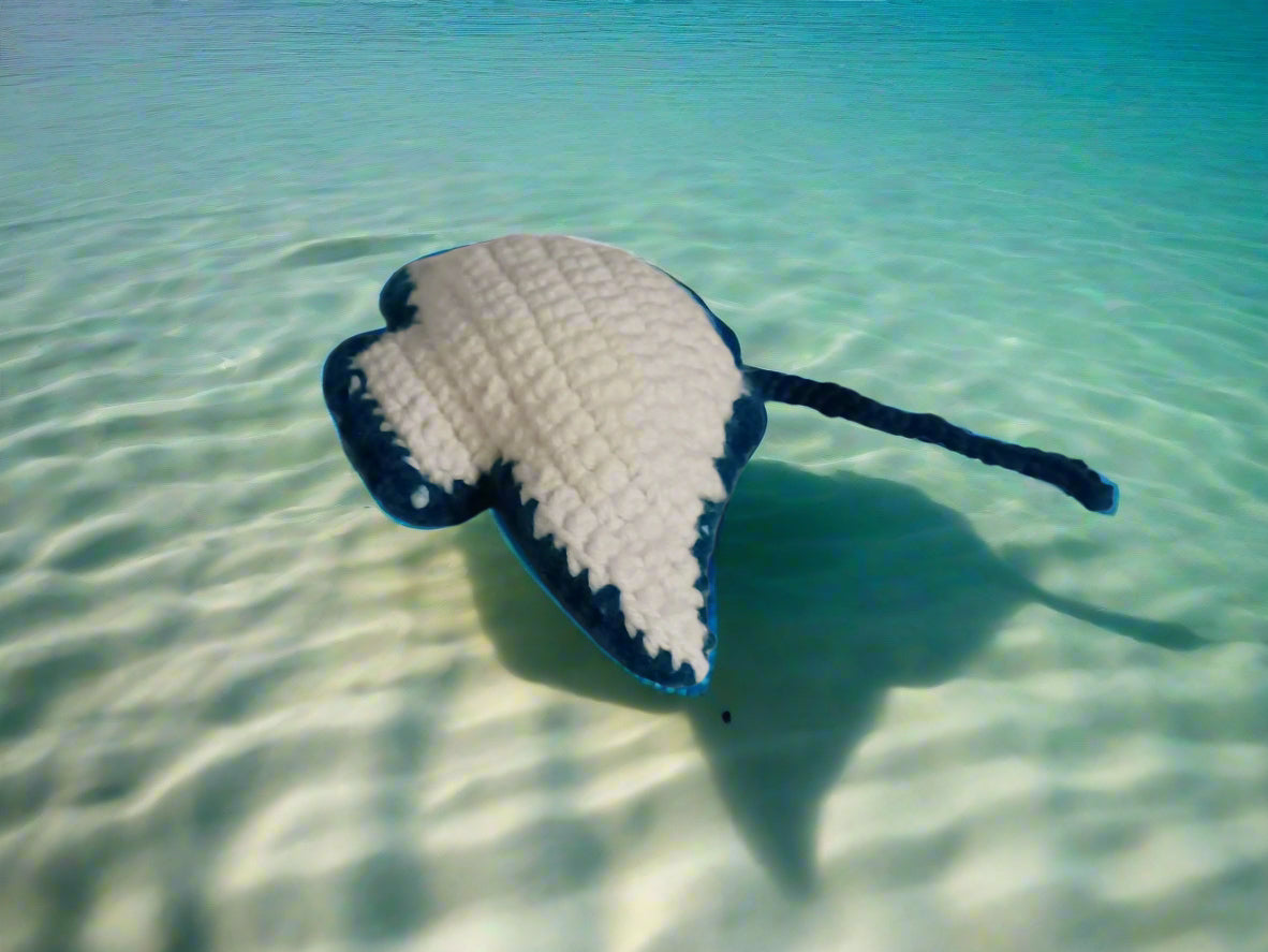 Stingray Stuffed Toy Blue & White