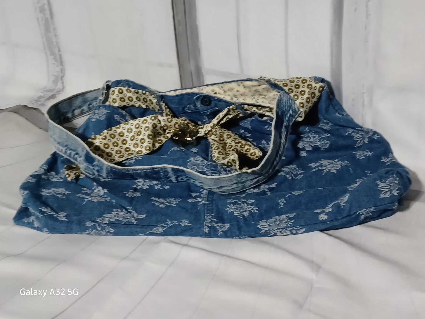 Blue Flower Denim Bag
