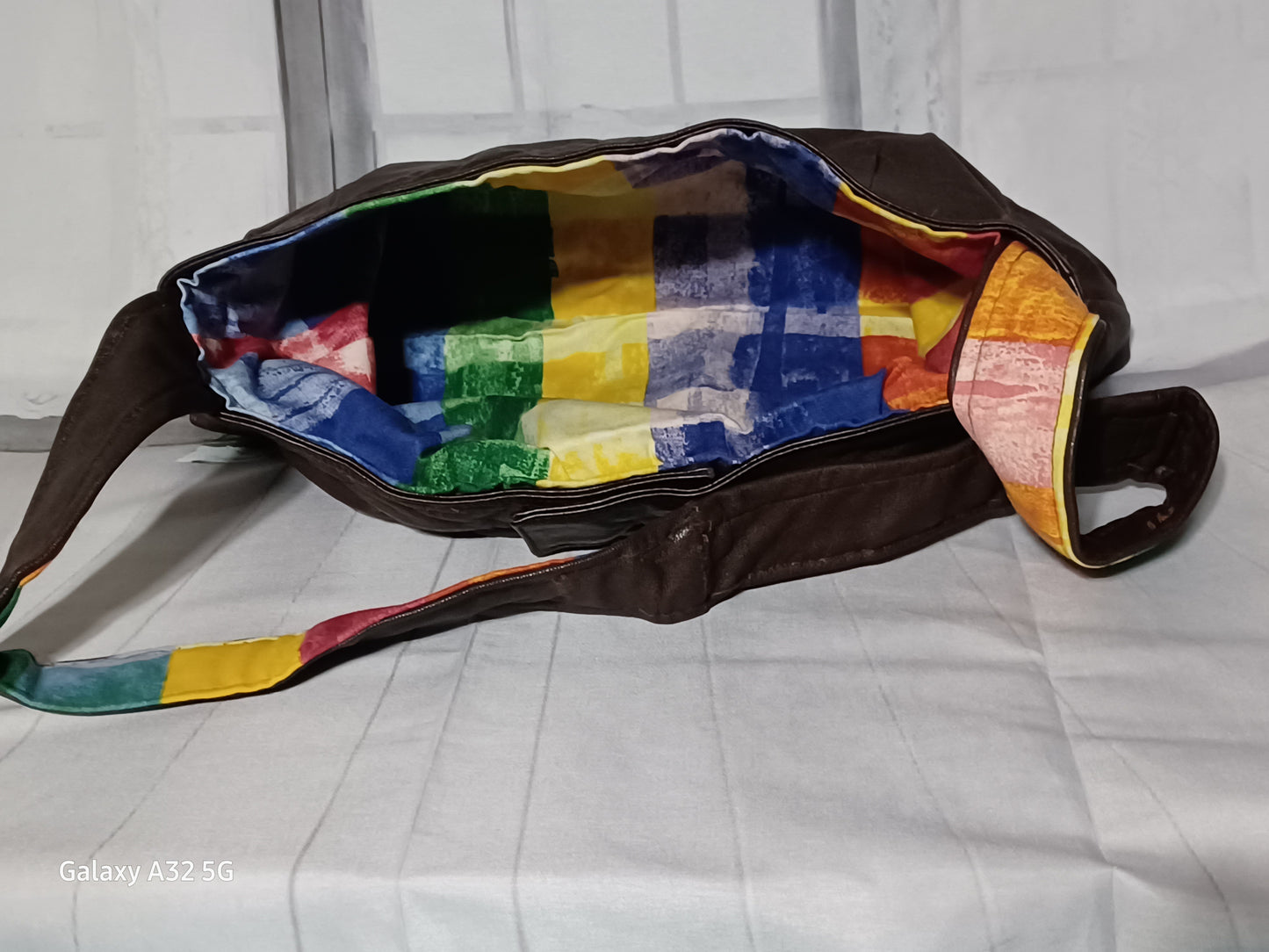 Dark Brown Multi Color Block Bag