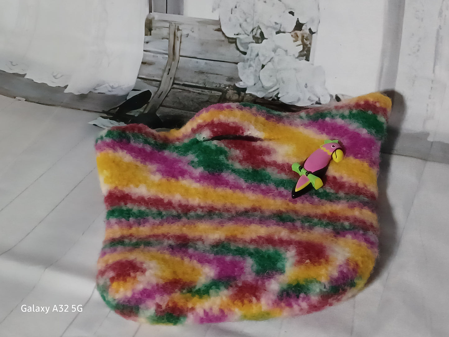 Tropical Parrot Felted Wool Mini Tote