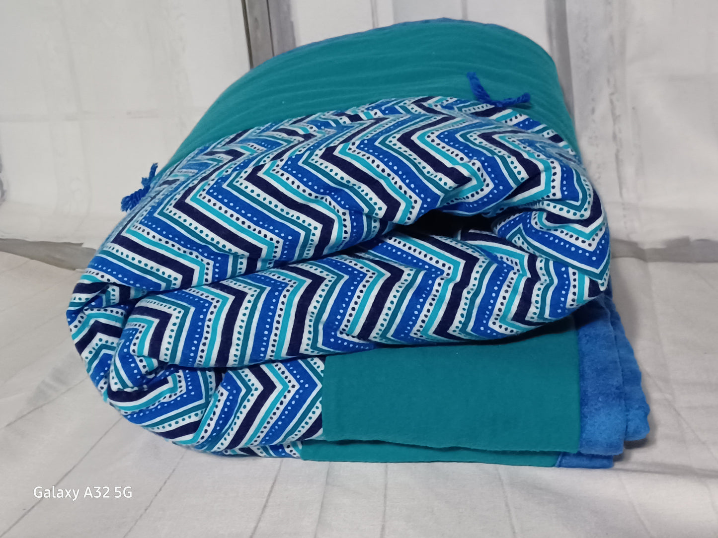 Zig Zag Blues Flannel Quilt