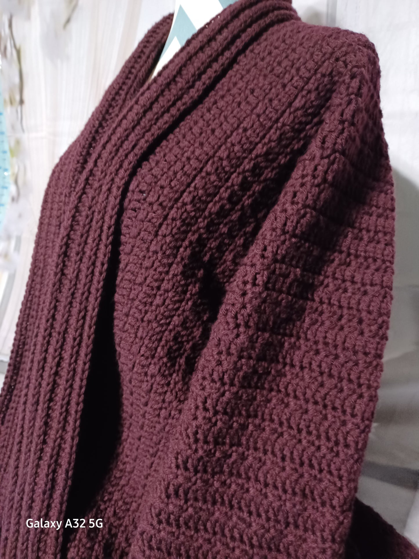 Hand Crochet Sweater Coat 41" Length