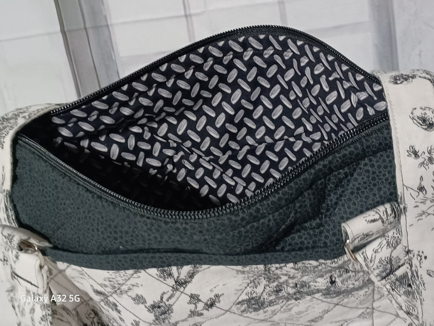 Toile Quilted Handmade Bag