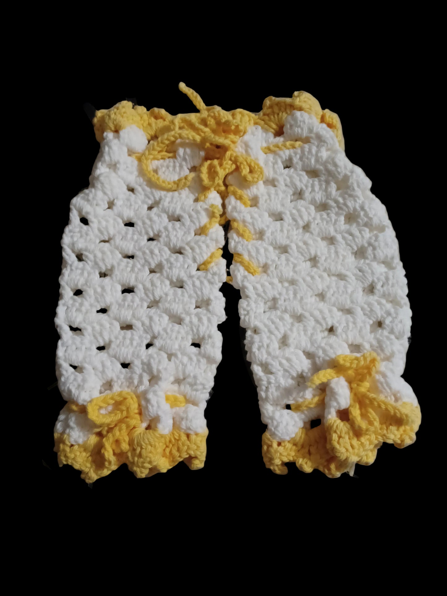 White/Yellow "Bloomers" Cotton Dishcloths