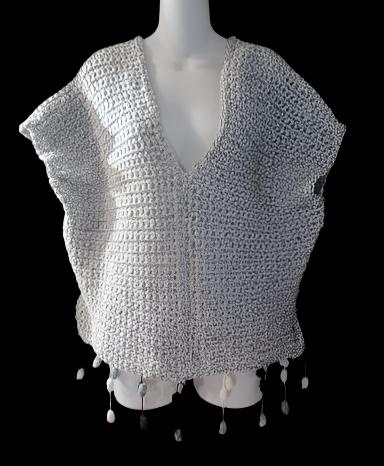 Crochet Gray & White Poncho / Vest