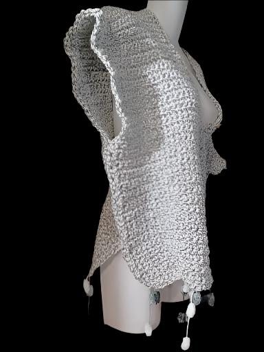 Crochet Gray & White Poncho / Vest