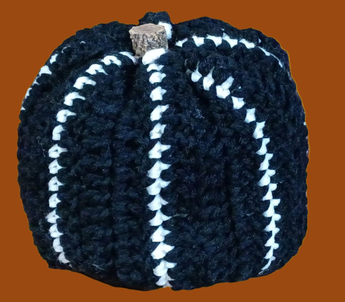 Black & White Hand Crochet Pumpkin