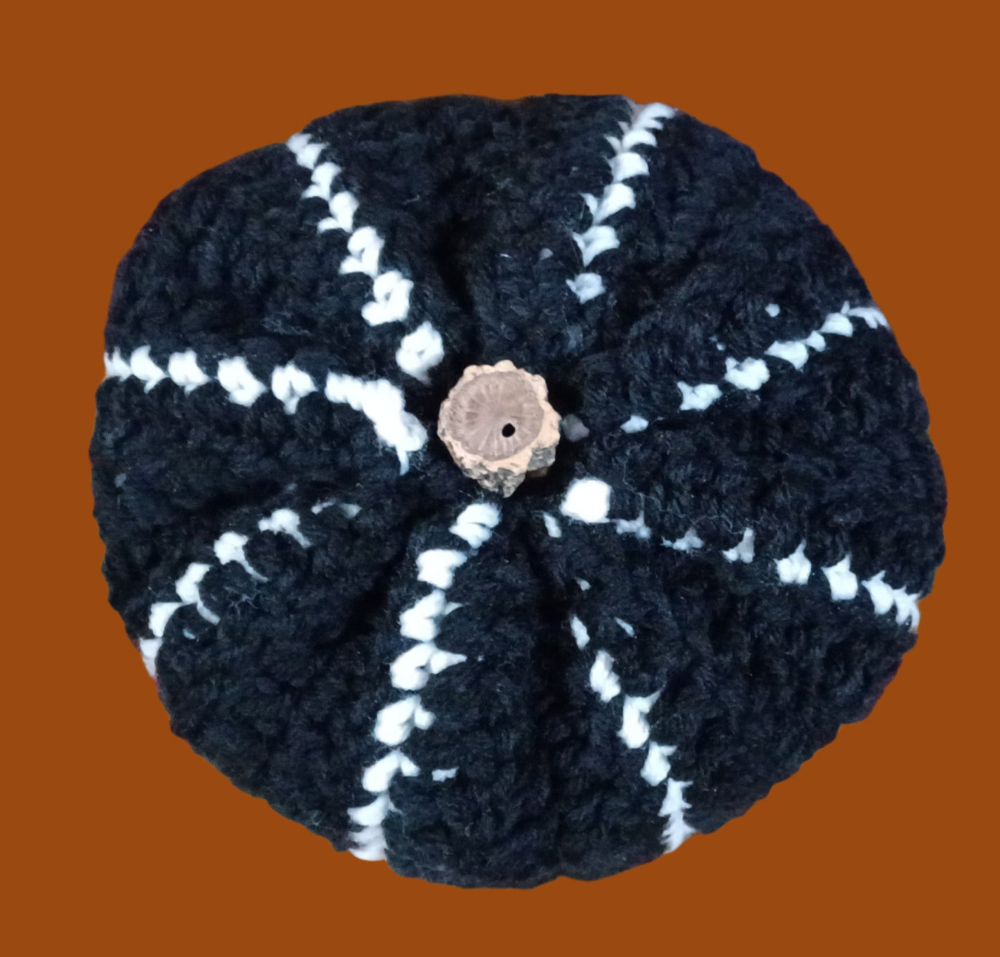 Black & White Hand Crochet Pumpkin