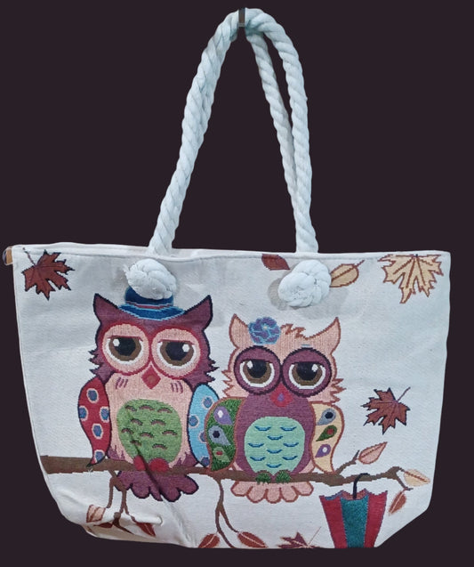 Owl Pair Canvas Tote Bag