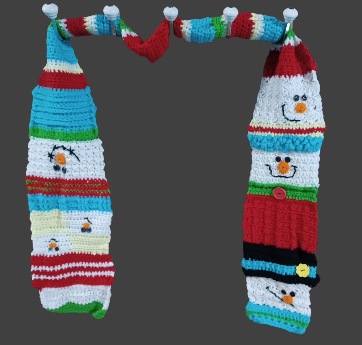 Handmade Snowman Faces Scarf