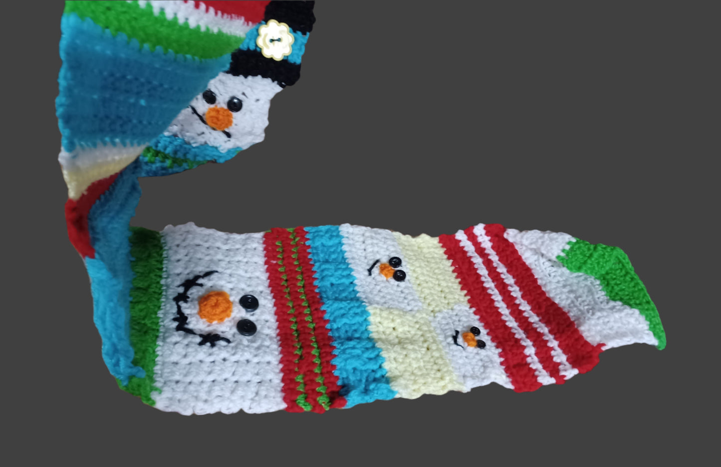 Handmade Snowman Faces Scarf