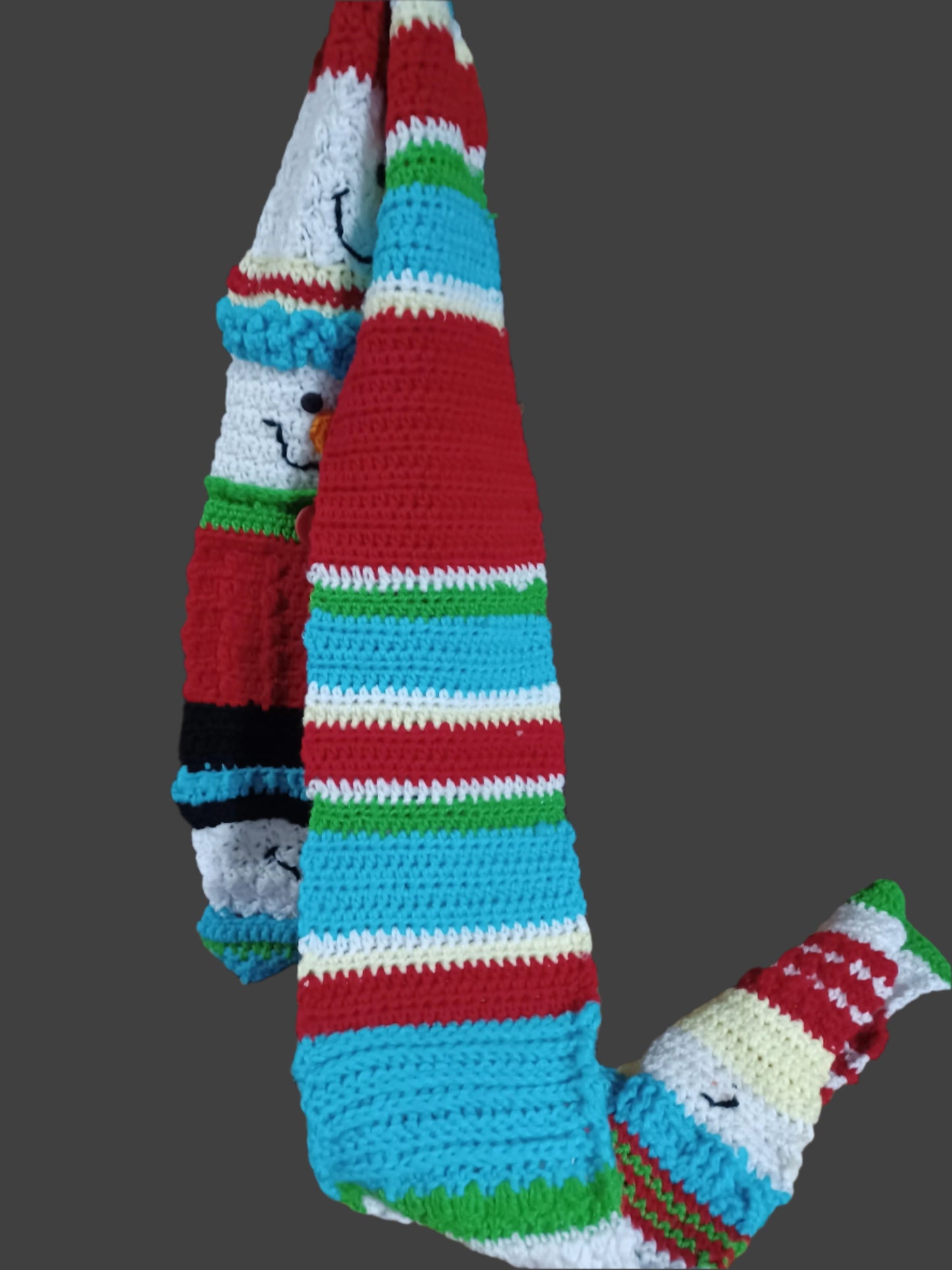 Handmade Snowman Faces Scarf