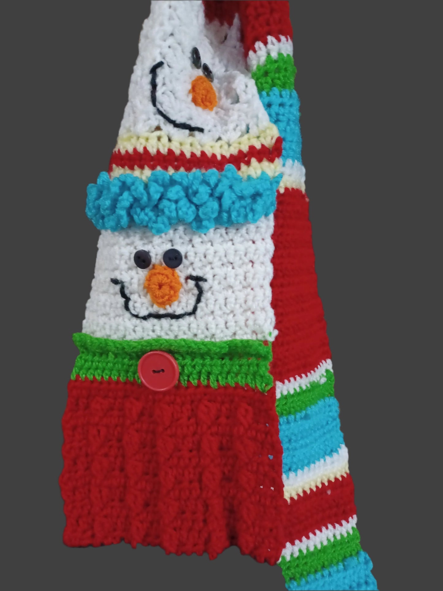 Handmade Snowman Faces Scarf