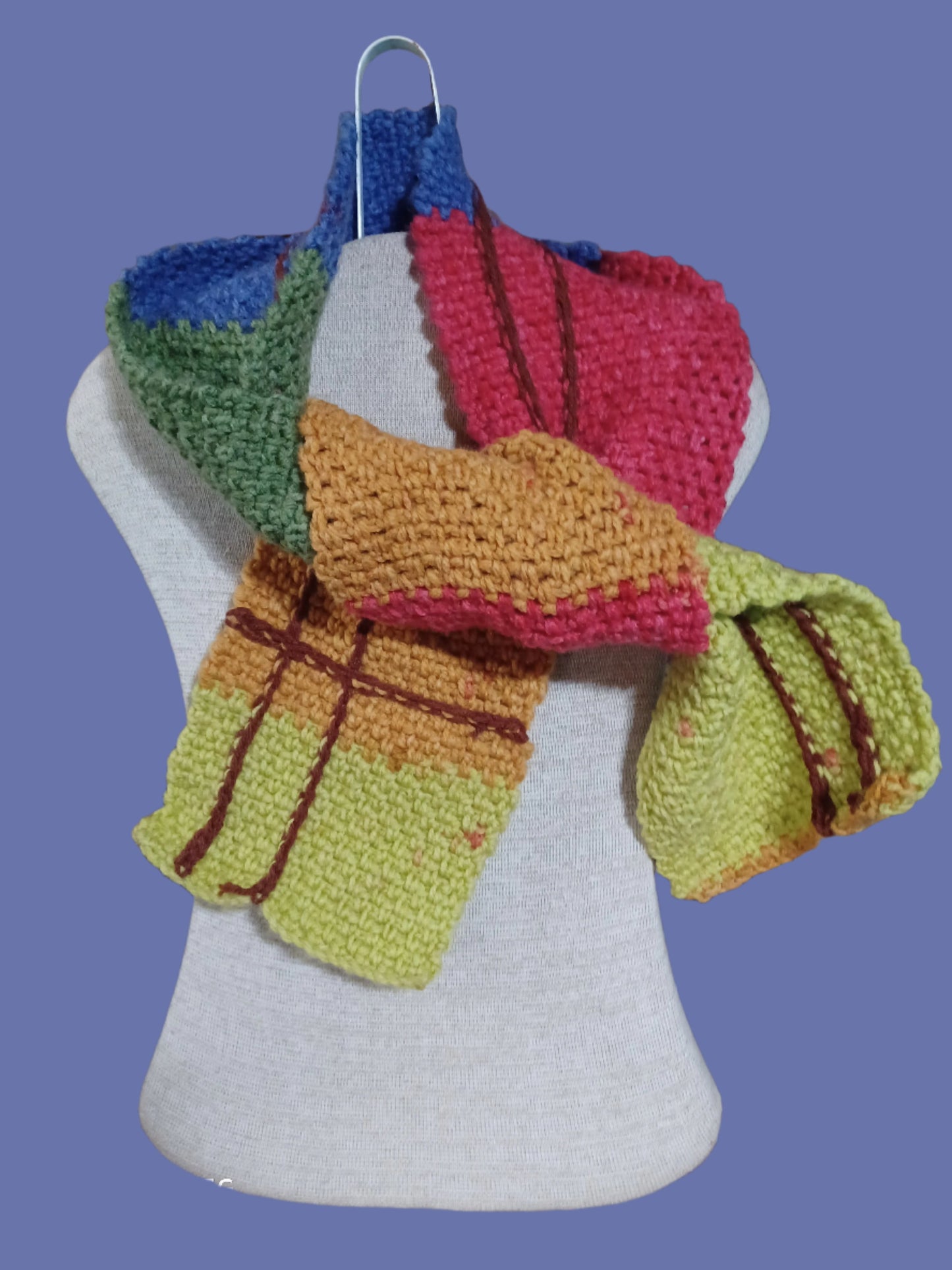 Color Block Crochet Scarf