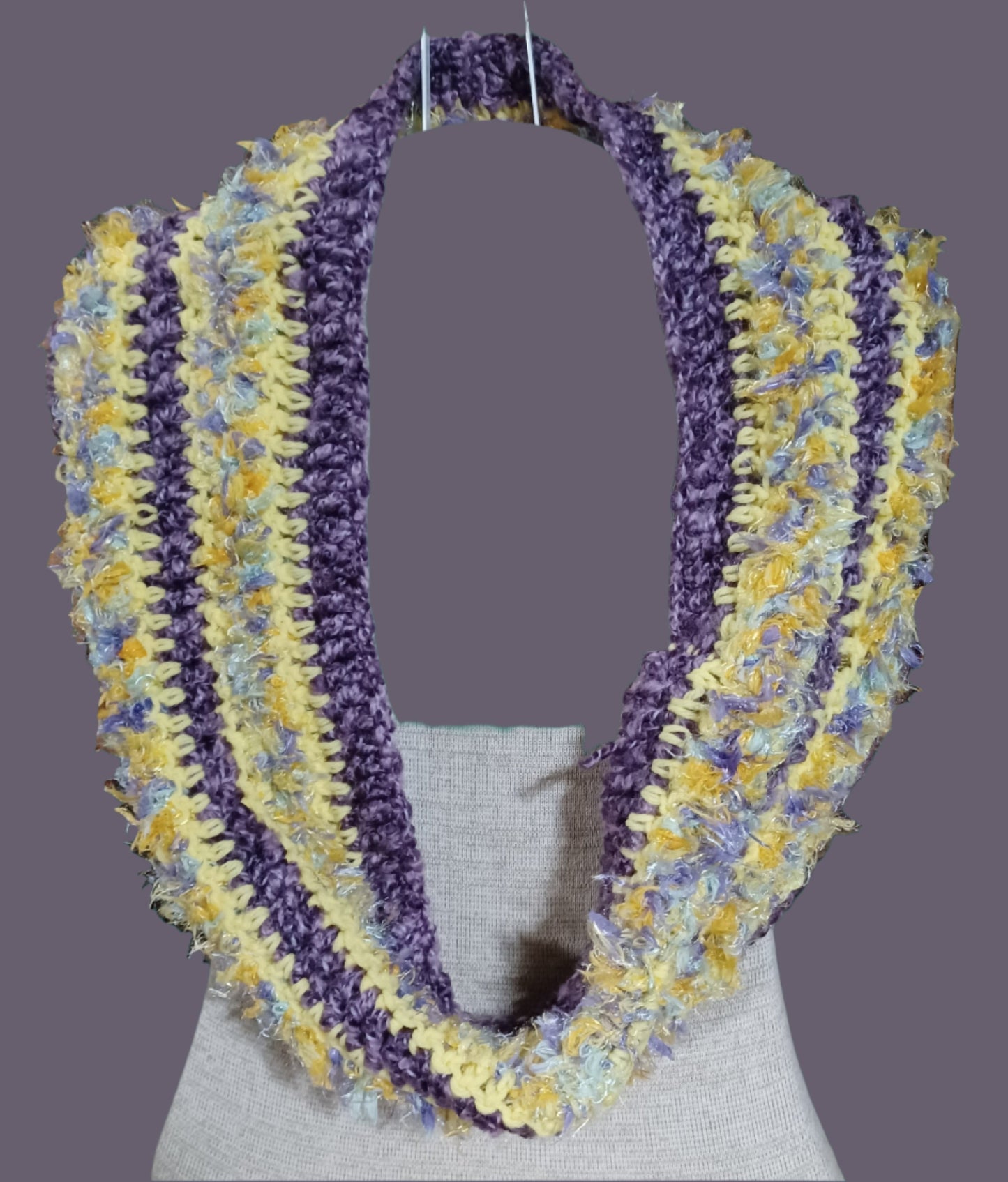 Handmade Purple & Yellow Cowl Neck Scarf