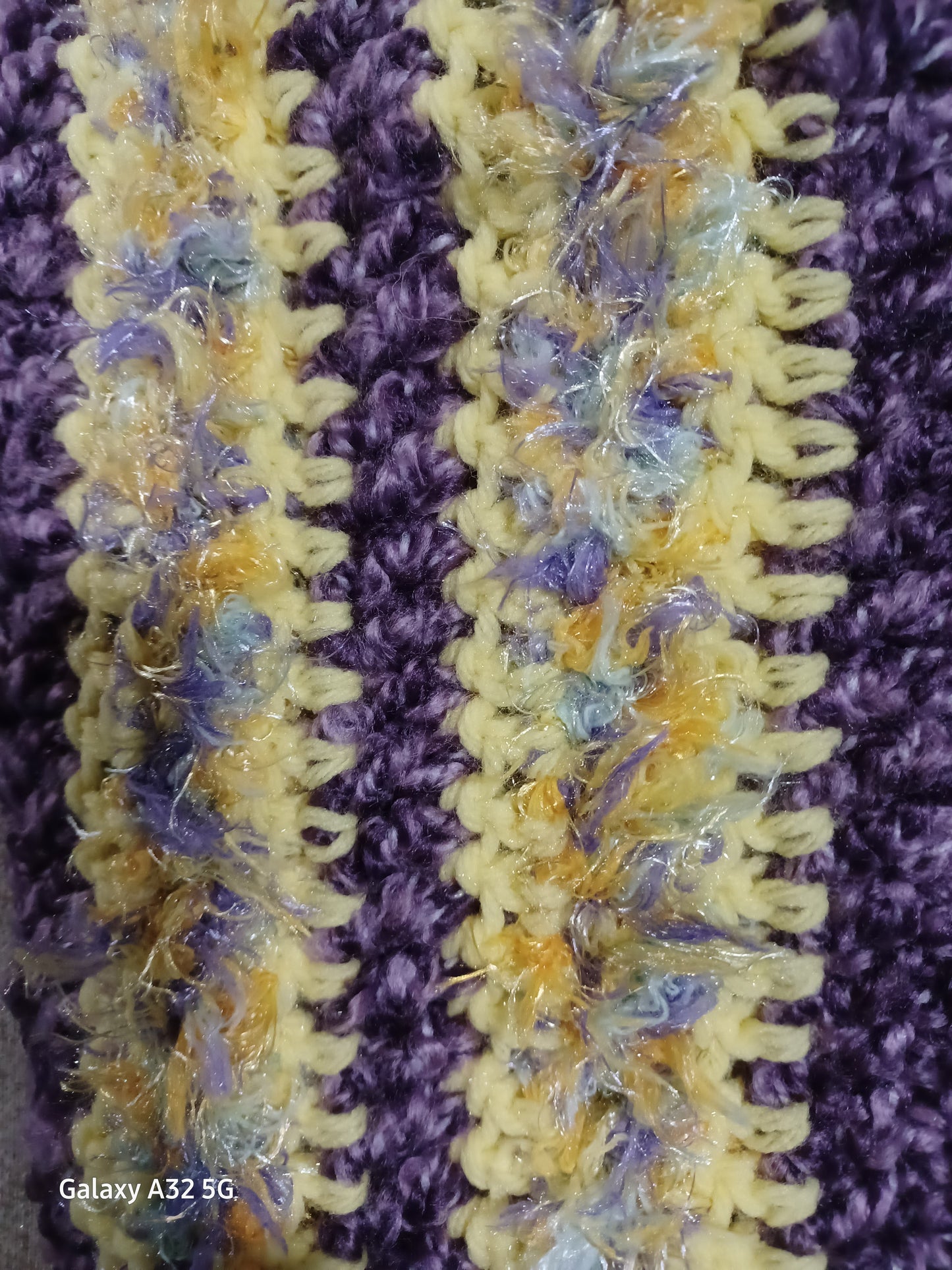 Handmade Purple & Yellow Cowl Neck Scarf