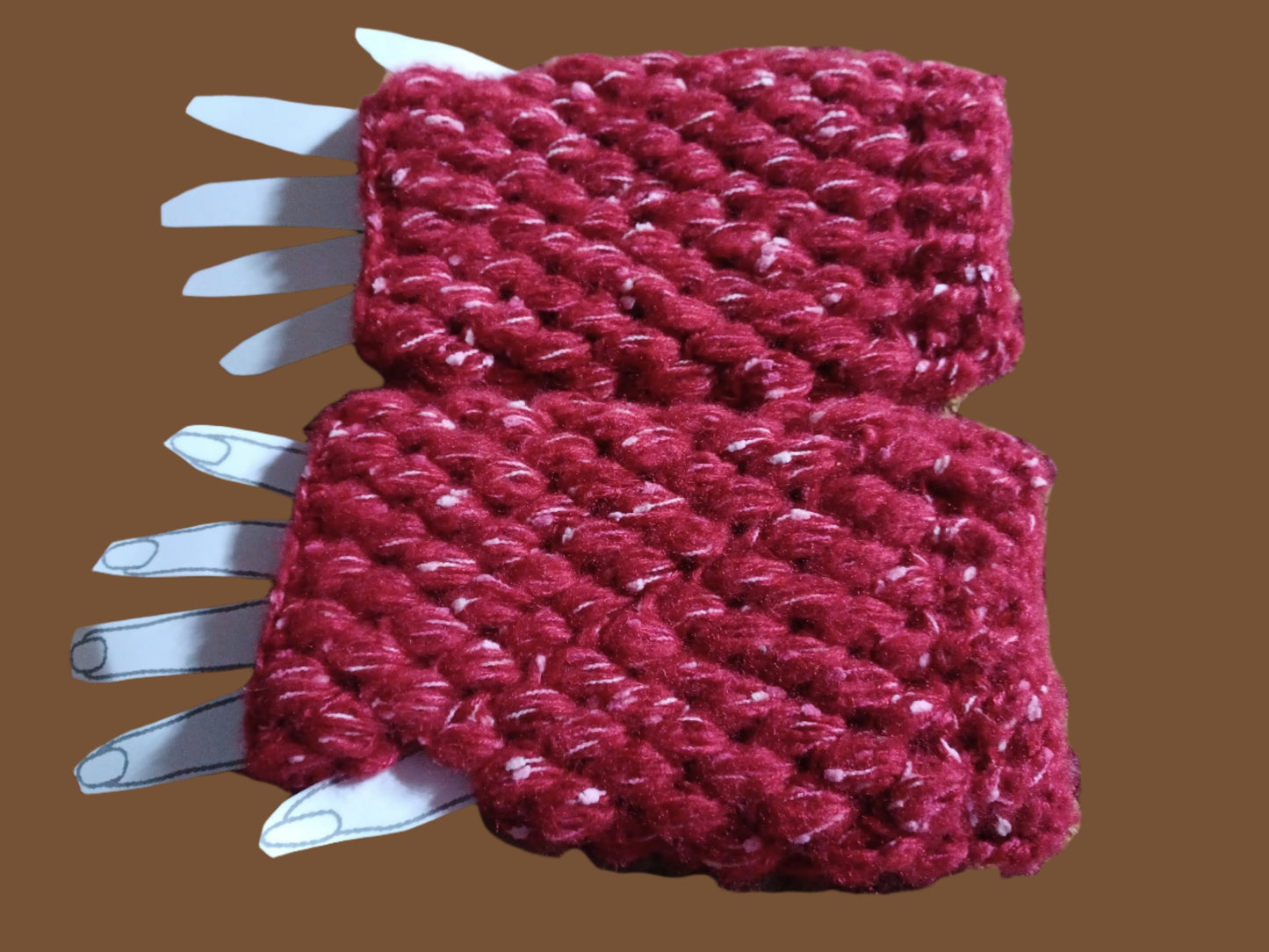 Handmade Puffy Red Fingerless Gloves