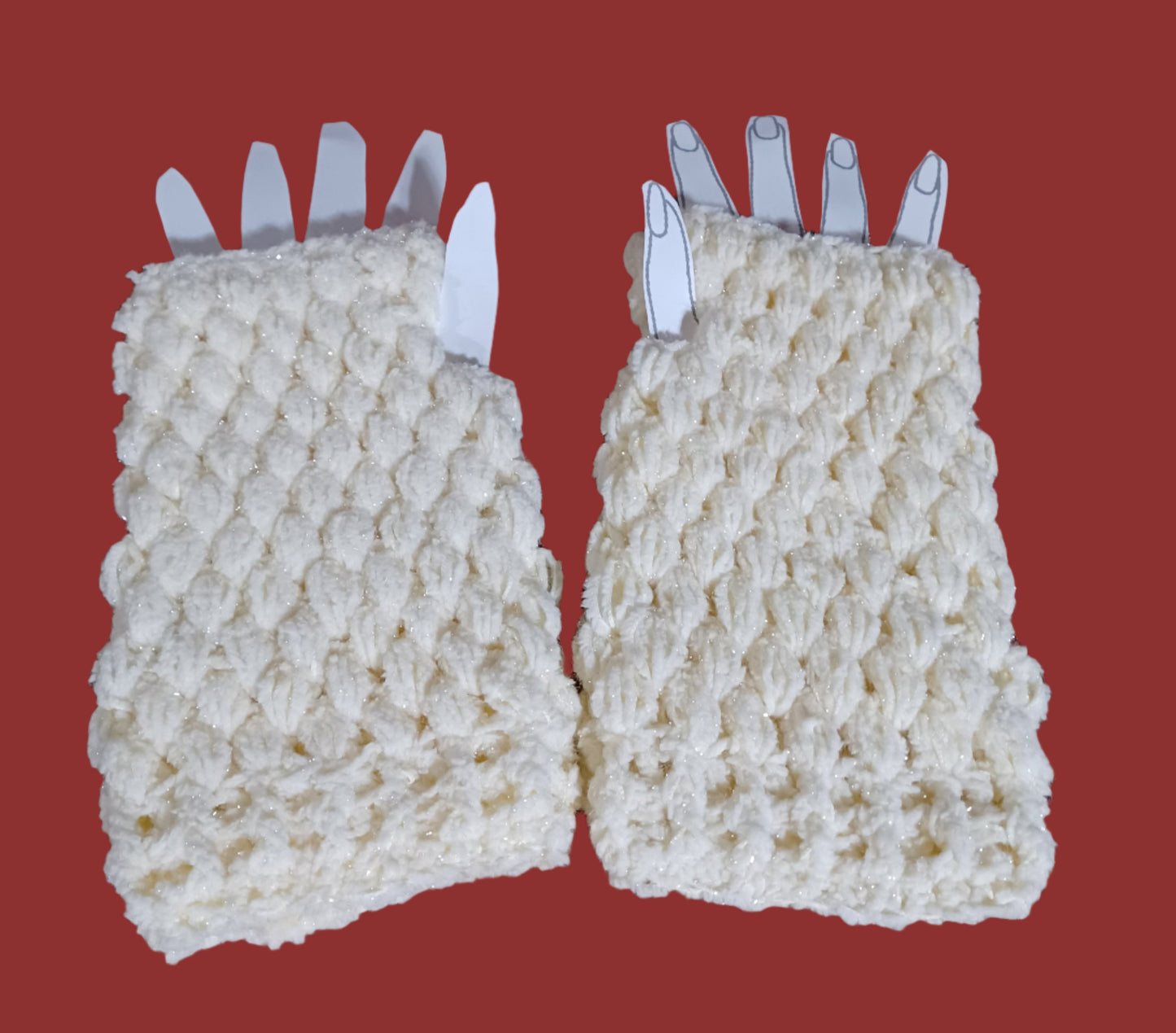 Puffy Glitter Fingerless Gloves Handmade