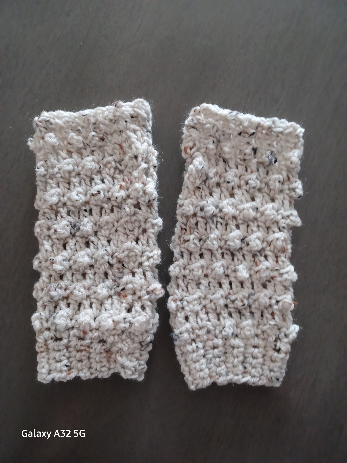 Hand Crocheted Speckled Fingerless Gloves