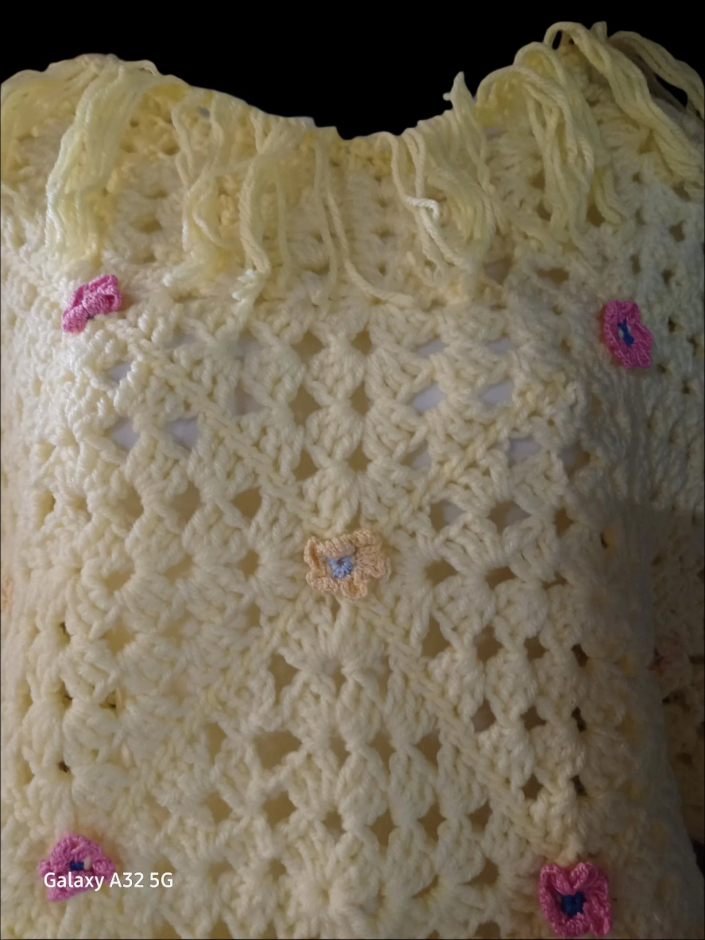 Yellow Granny Square Poncho Handmade