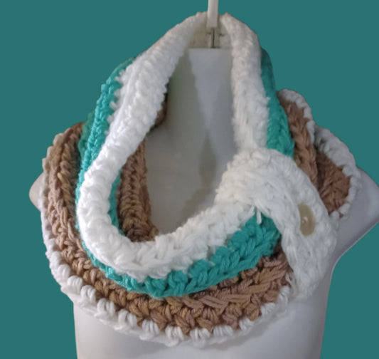 Striped Button Tie Cowl