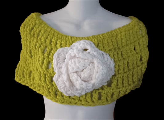 Crochet Cowl W/ Flower Accent