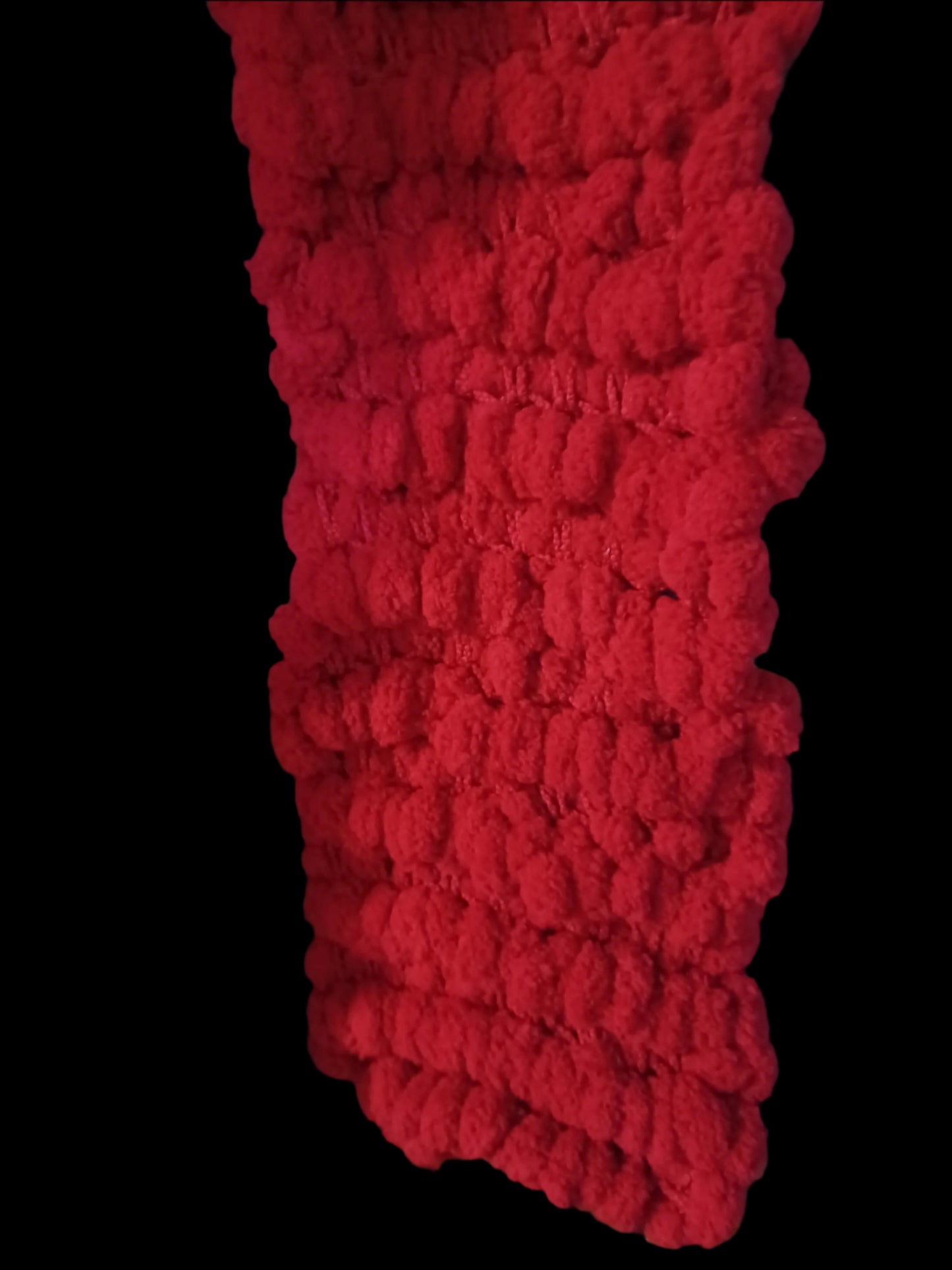 Red Fleece Pom Pom Handmade Scarf