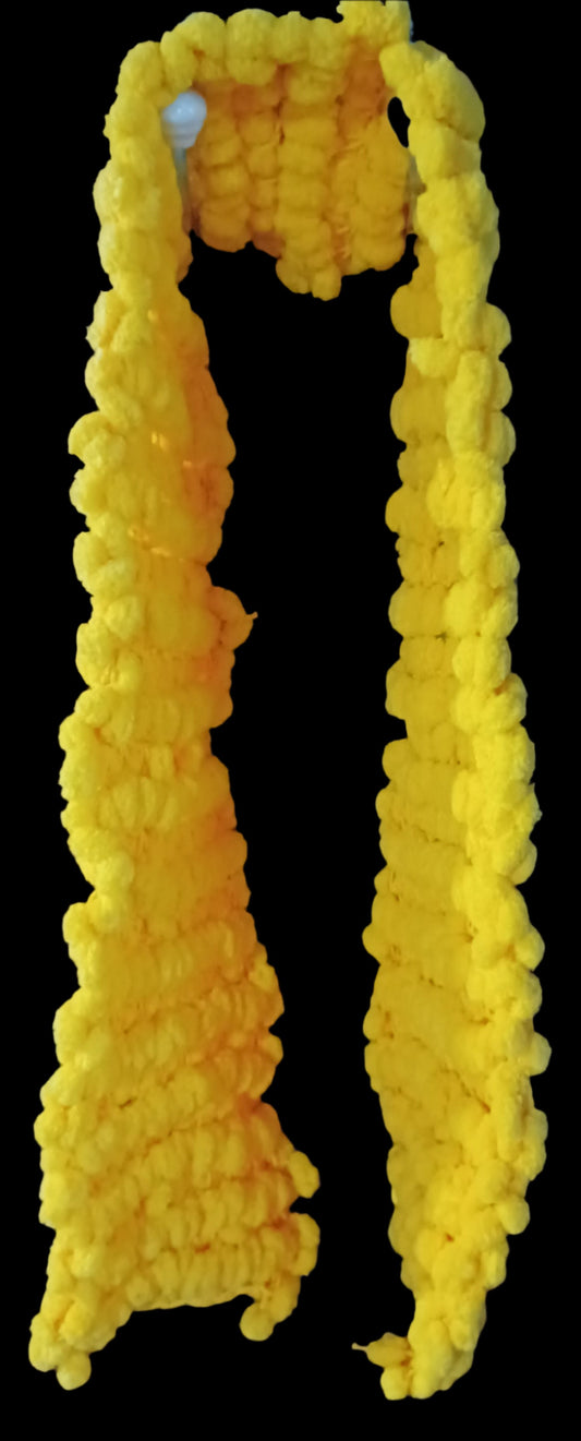 Yellow Fleece Pom Pom Handmade Scarf