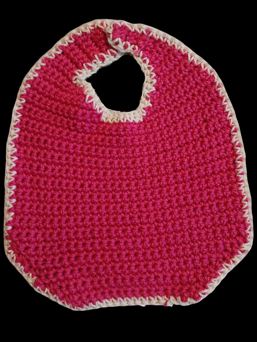 Dark Pink Crochet Cotton Baby Bib