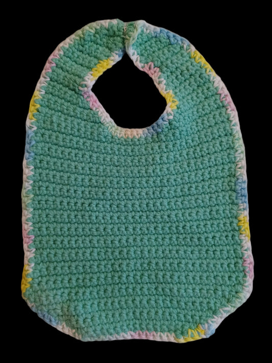 Green Crochet Cotton Baby Bib