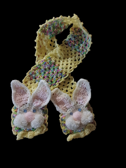 Handmade Bunny Face Crochet Scarf