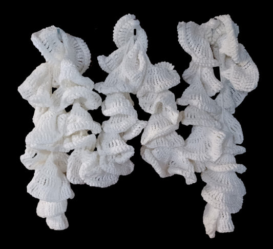 Crochet Curly Extra Long White Scarf
