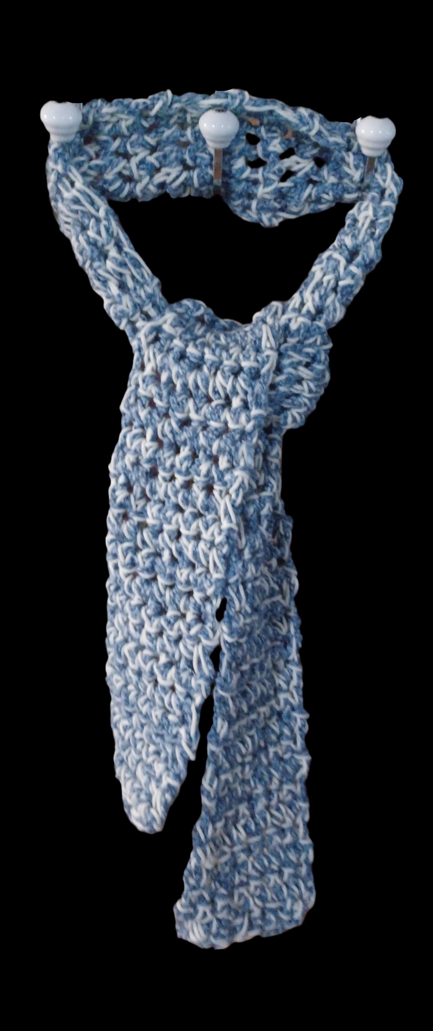 Handmade Crochet Blue & White Scarf