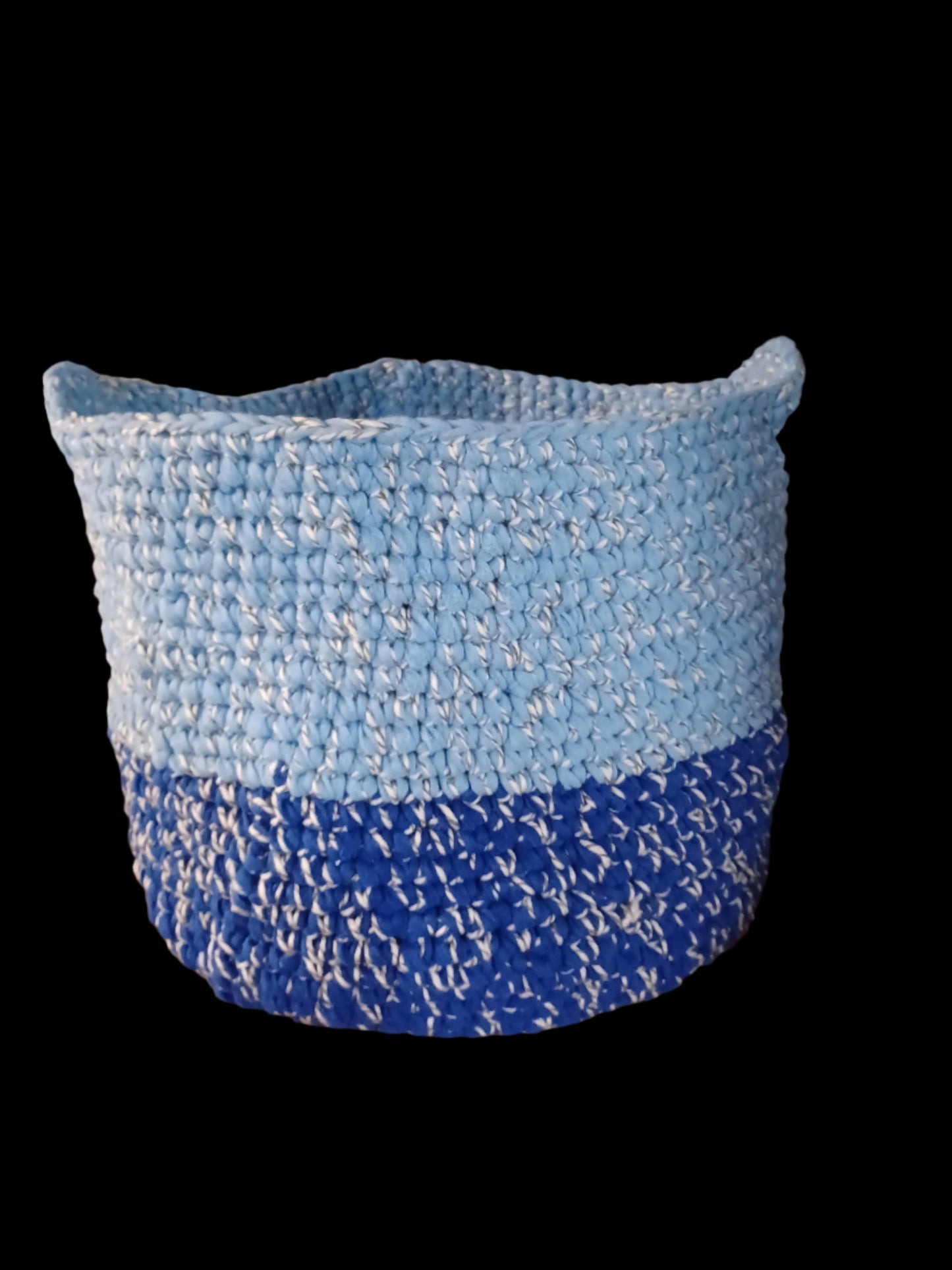 Crocheted Large Blue Storage Basket