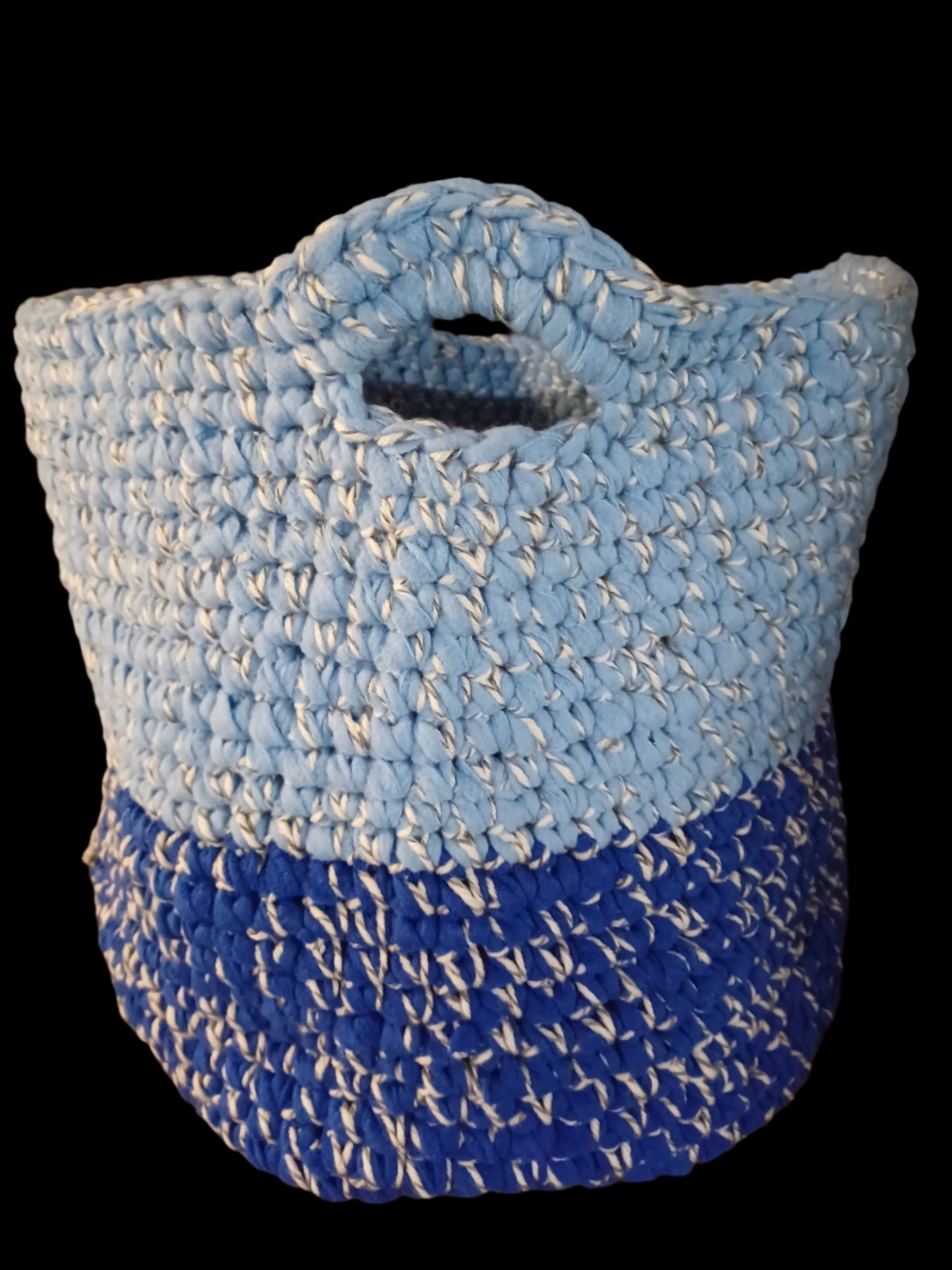 Crocheted Large Blue Storage Basket