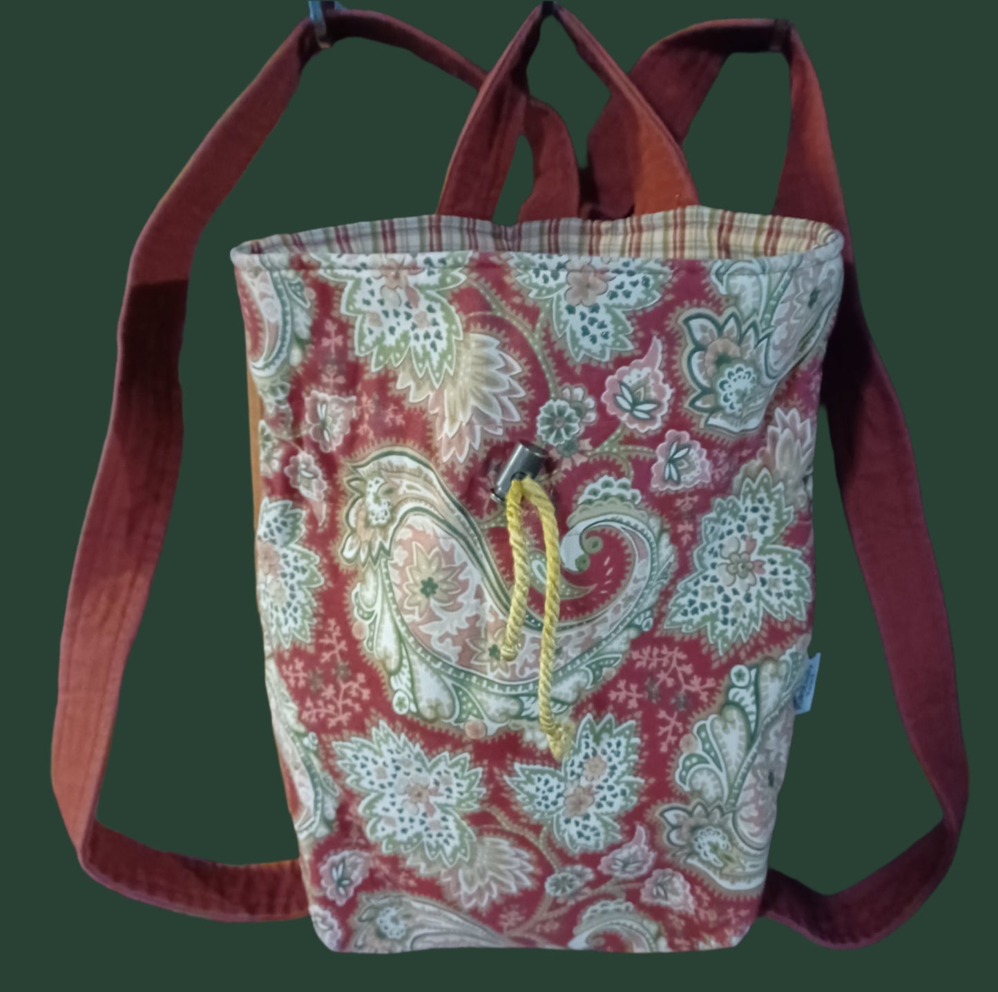 Brown Paisley Print Quilted backpack