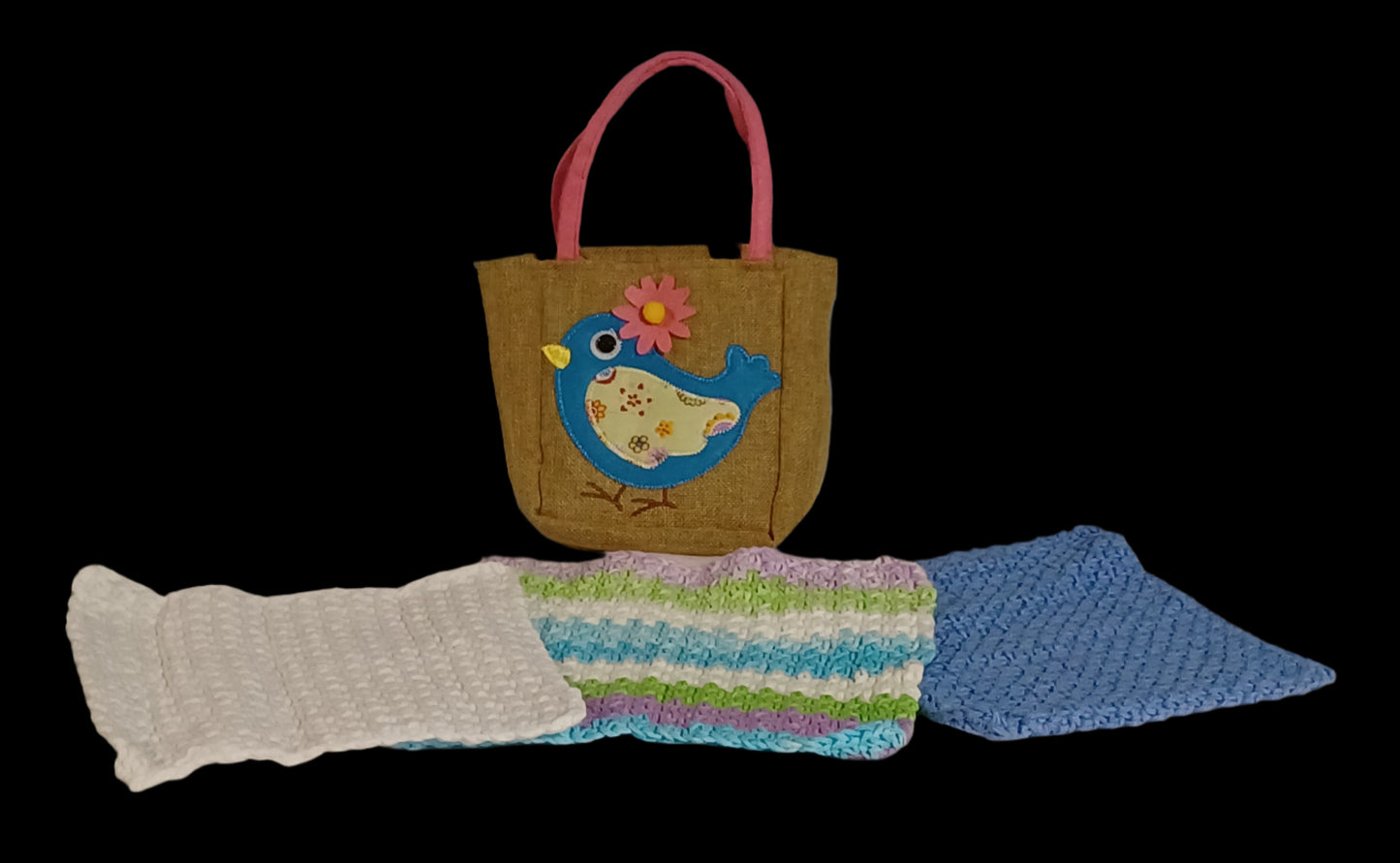 Dishcloth Set with Burlap Bag