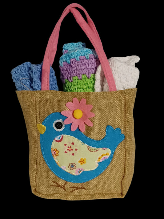 Dishcloth Set with Burlap Bag
