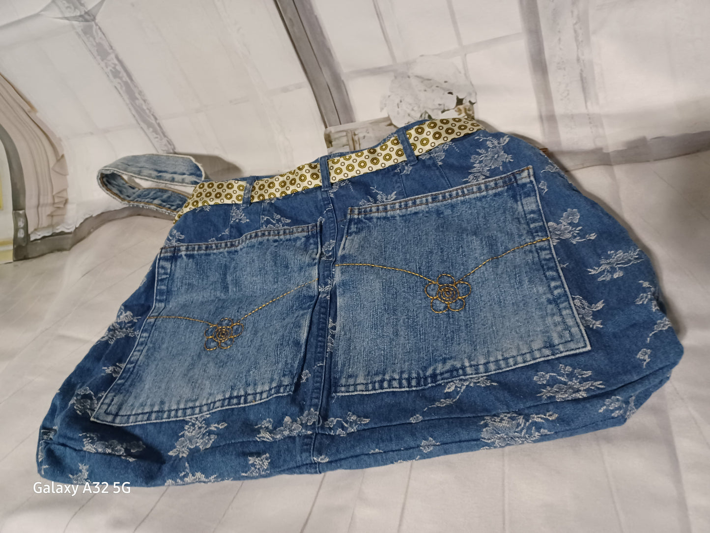 Blue Flower Denim Bag