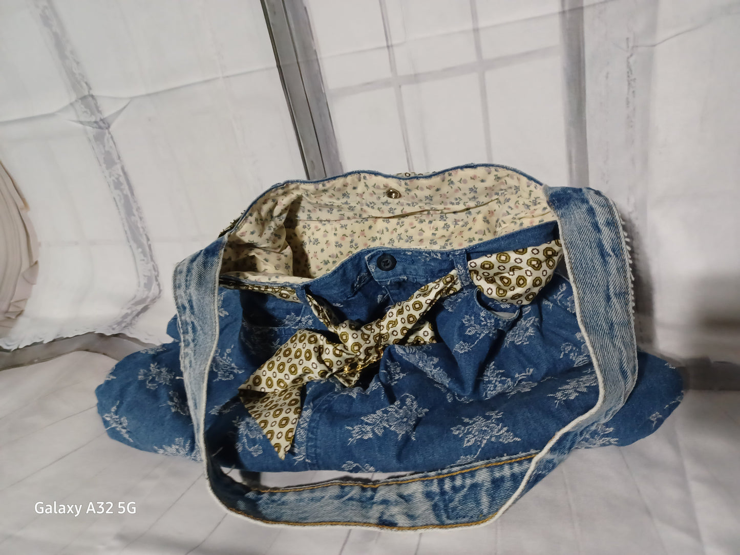 Blue Flower Denim Bag