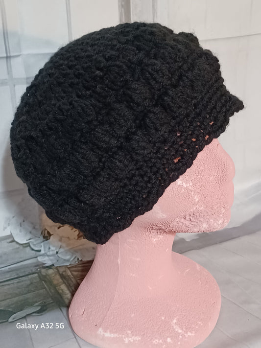 Handcrafted Crochet Winter Hat Black