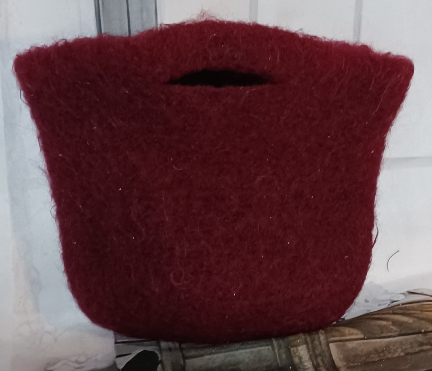 Maroon Felted Wool Mini Tote