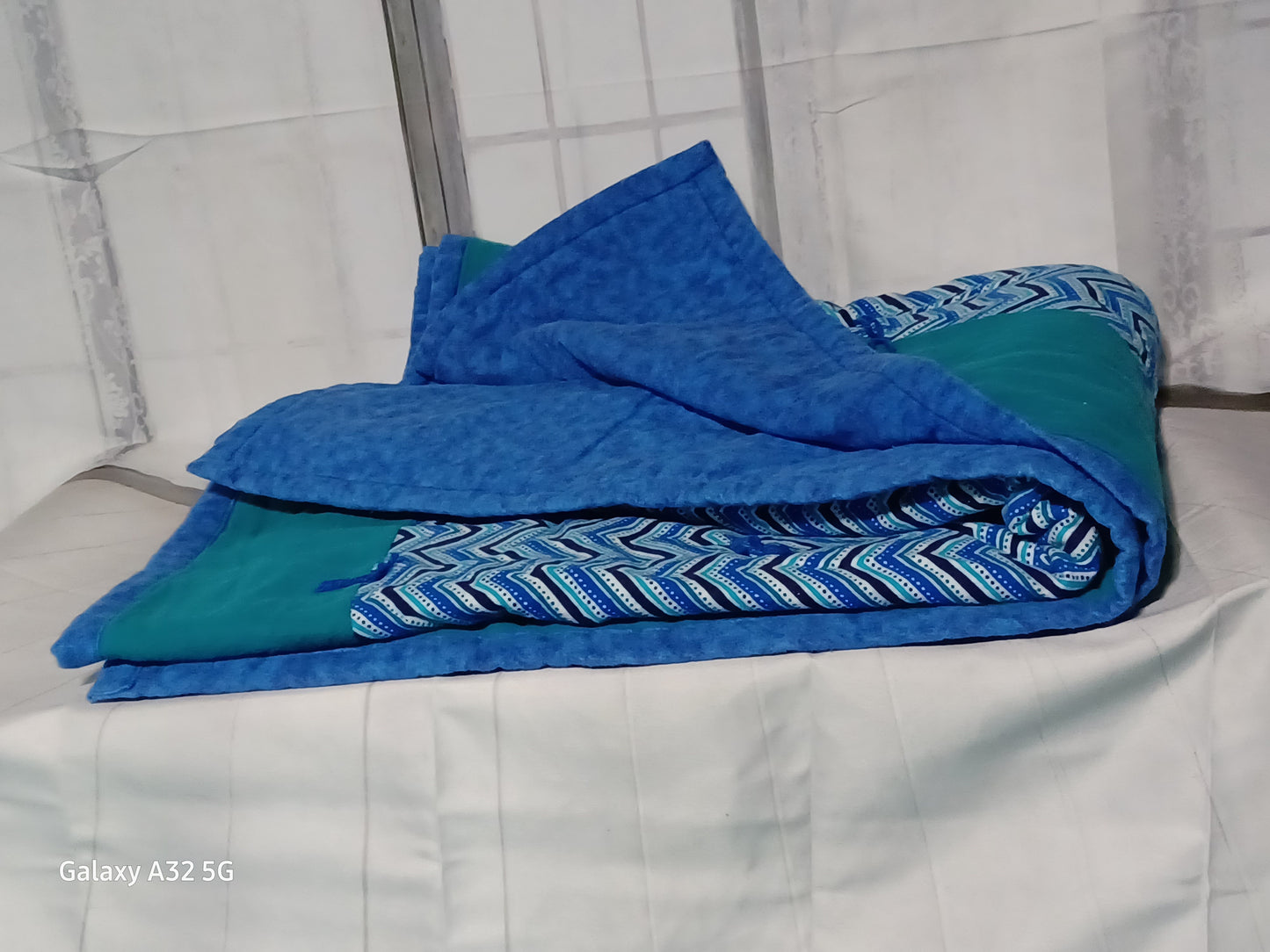 Zig Zag Blues Flannel Quilt