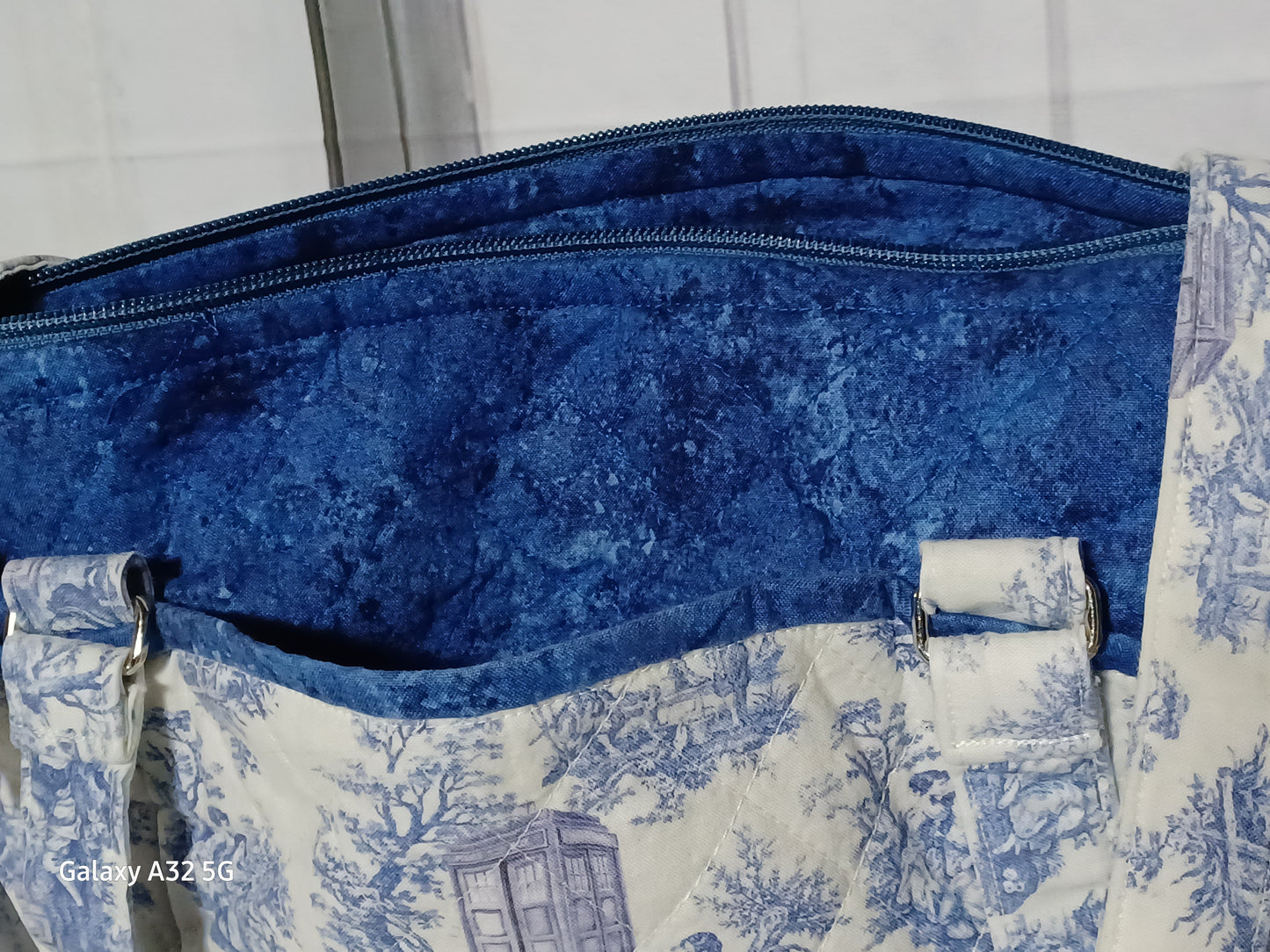 Toile de Jouy Quilted Handmade Bag